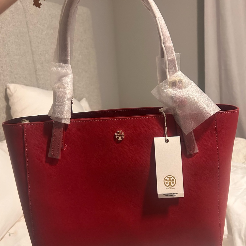 Tory Burch Red Leather Tote Bag -  brand new with tags